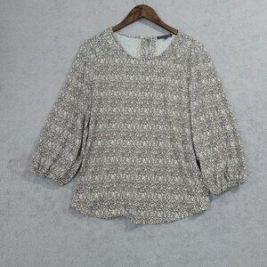 NEW Adrianna Papell Womens L Blouse Black & White Floral Polyester/Elastane